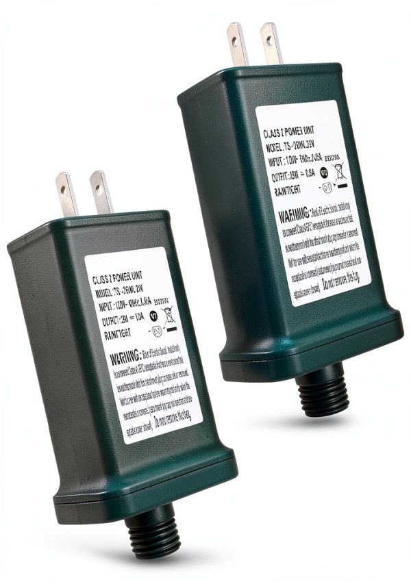 TS-26W29V Class 2 Power Supply Transformer, 29V 0.9A Adapter for LED String Lights/Christmas Tree Lights/Outdoor Holiday Lighting, IP44 Raintight, US Plug, 1/2 Inch Connector Pack of 2-0